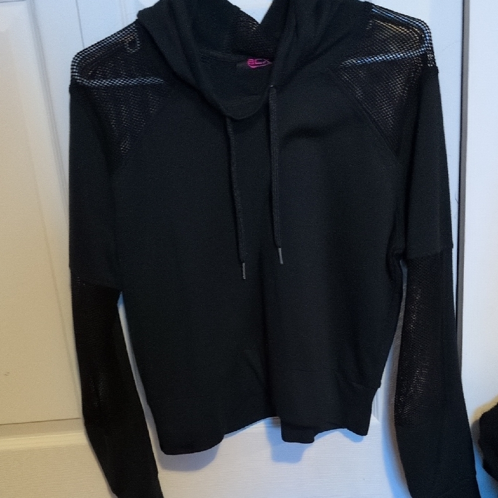 Black sport mesh hoodie
